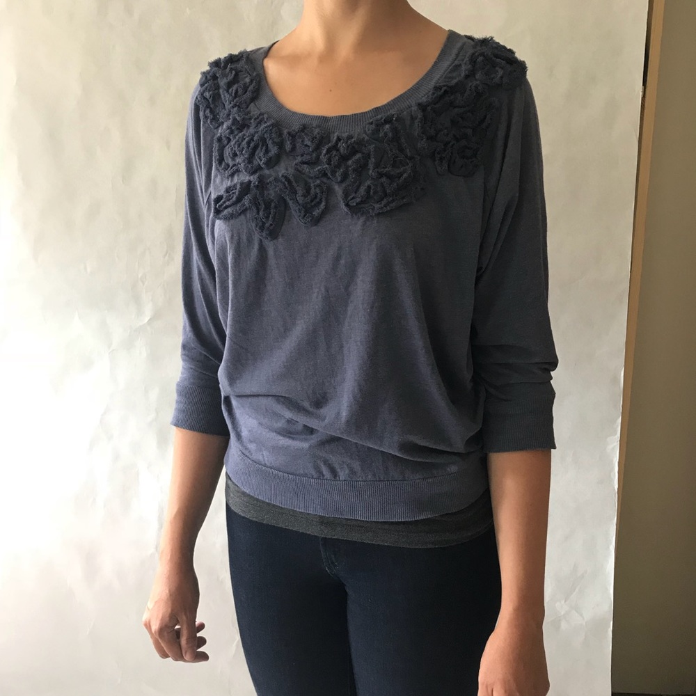 Blue shirt with silk details